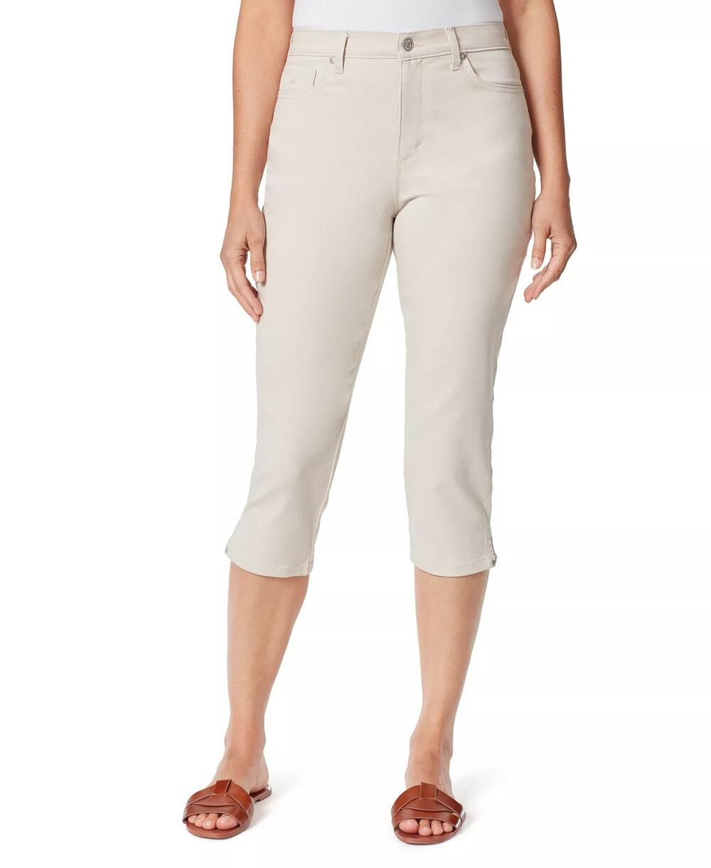 Gloria Vanderbilt Women's Amanda Slit Capri Jeans in Stonewood Tan